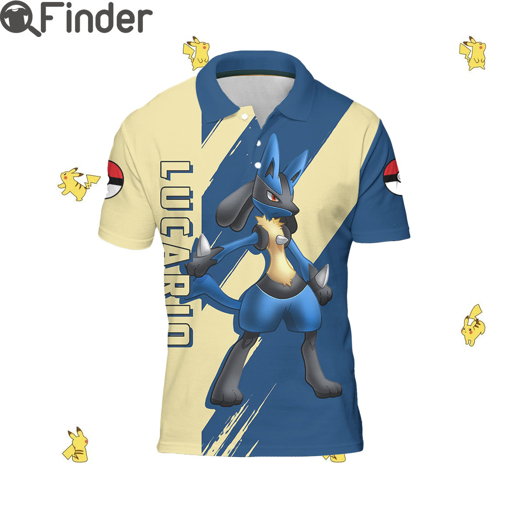 Pokemon Duo Type Fighting Steel Lucario Custom Polo Shirts Pokemon Duo Type Fighting Steel Lucario Custom Polo Shirts