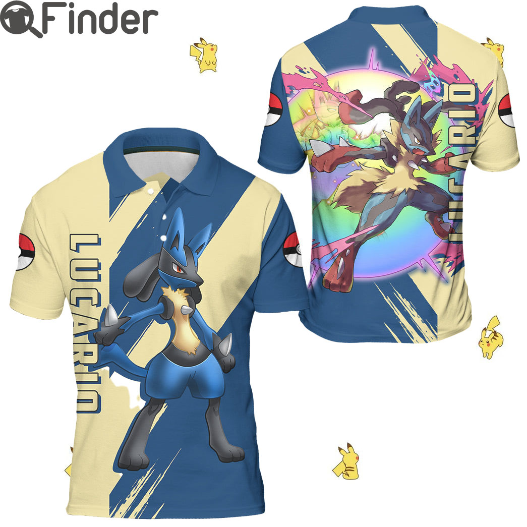Pokemon Duo Type Fighting Steel Lucario Custom Polo T Shirt Pokemon Duo Type Fighting Steel Lucario Custom Polo T Shirt
