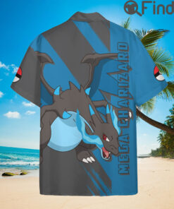 Pokemon Duo Type Fire Dragon Mega Charizard Custom Hawaii Button Shirts