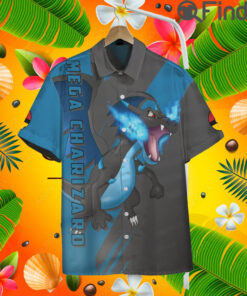 Pokemon Duo Type Fire Dragon Mega Charizard Custom Hawaii Button T Shirt