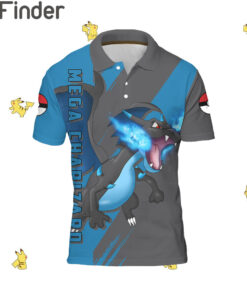 Pokemon Duo Type Fire Dragon Mega Charizard Custom Polo Shirt