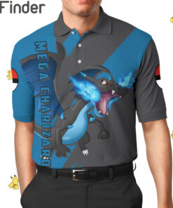Pokemon Duo Type Fire Dragon Mega Charizard Custom Polo T Shirt