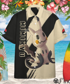 Pokemon Duo Type Ghost Fairy Mimikyu Custom Hawaii Button Shirt