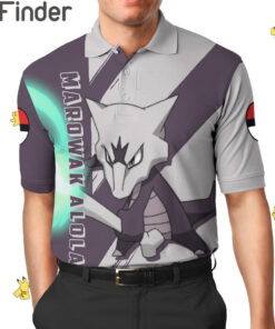 Pokemon Duo Type Ghost Fire Marowak Alolan Custom Polo T Shirt