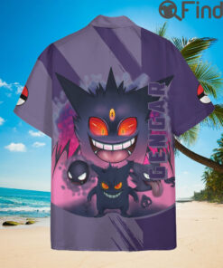 Pokemon Duo Type Ghost Poison Mega Gengar Custom Hawaii Button Shirts