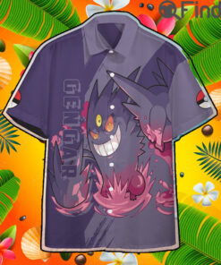 Pokemon Duo Type Ghost Poison Mega Gengar Custom Hawaii Button T Shirt