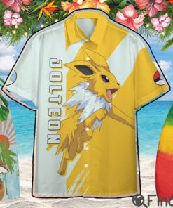 Pokemon Eevee Evolution Electric Type Jolteon Custom Hawaii Button Shirt