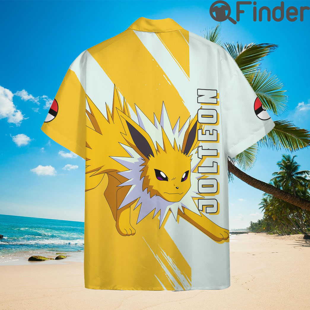 Pokemon Eevee Evolution Electric Type Jolteon Custom Hawaii Button Shirts Pokemon Eevee Evolution Electric Type Jolteon Custom Hawaii Button Shirts
