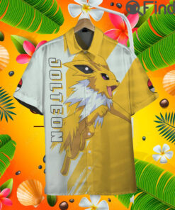 Pokemon Eevee Evolution Electric Type Jolteon Custom Hawaii Button T Shirt