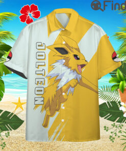 Pokemon Eevee Evolution Electric Type Jolteon Custom Hawaii Button T Shirts