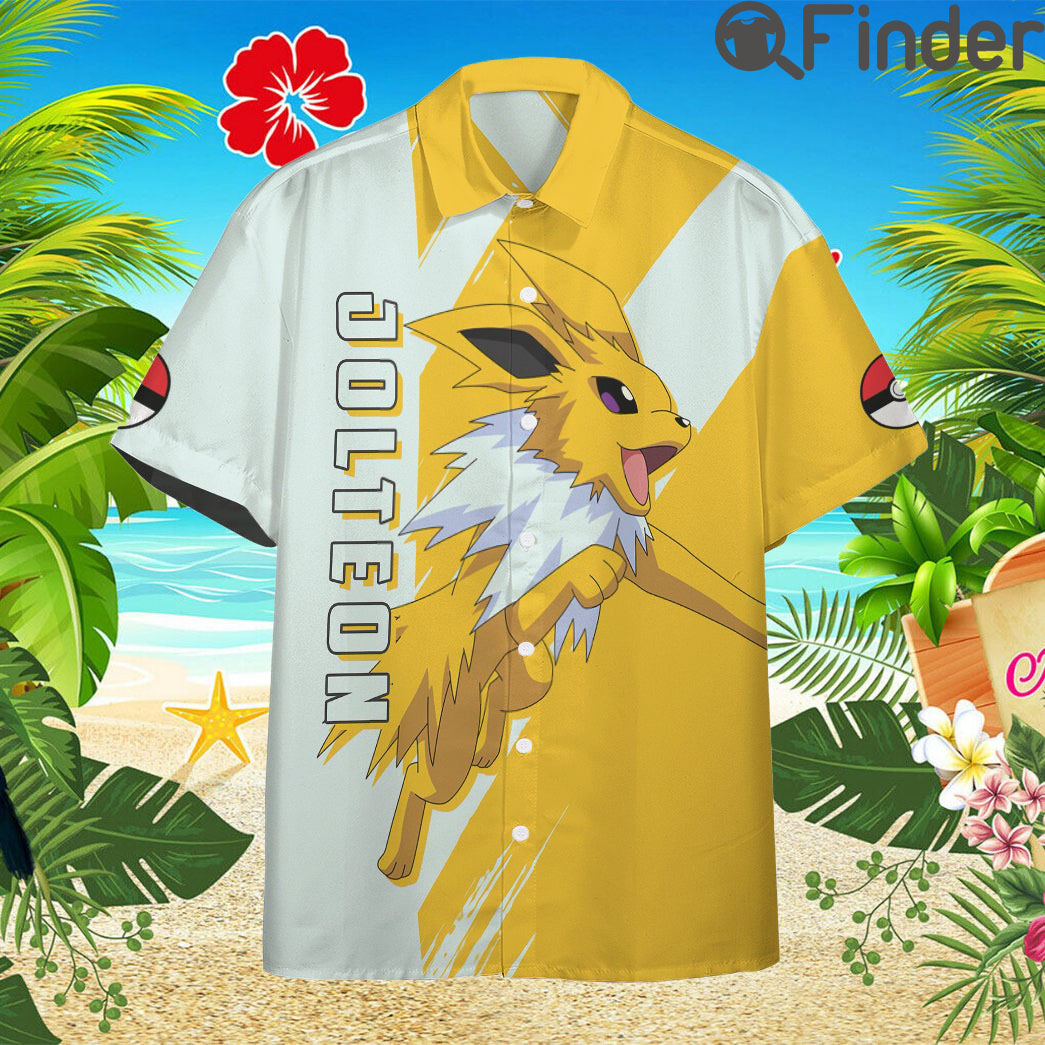 Pokemon Eevee Evolution Electric Type Jolteon Custom Hawaii Button T Shirts Pokemon Eevee Evolution Electric Type Jolteon Custom Hawaii Button T Shirts