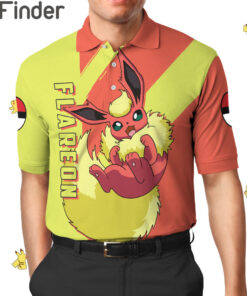 Pokemon Eevee Evolution Fire Type Flareon Custom Polo Shirt