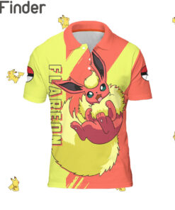 Pokemon Eevee Evolution Fire Type Flareon Custom Polo Shirts