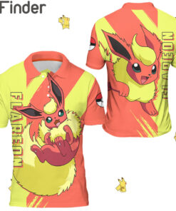 Pokemon Eevee Evolution Fire Type Flareon Custom Polo T Shirt