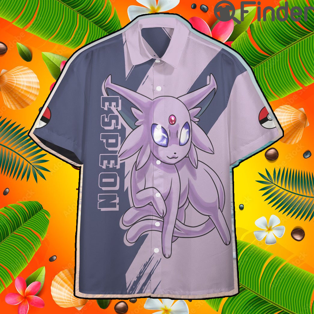 Pokemon Eevee Evolution Psychic Type Espeon Custom Hawaii Button T Shirt Pokemon Eevee Evolution Psychic Type Espeon Custom Hawaii Button T Shirt