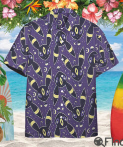 Pokemon Eevee Evolution Type Dark Umbreon Custom Hawaii Button Shirt