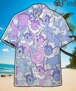 Pokemon Eevee Evolution Water Type Shiny Vaporeon Custom Hawaii Button Shirts