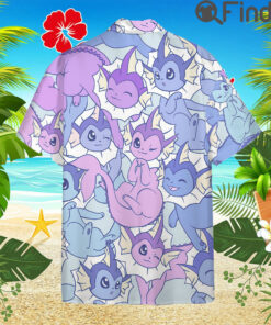 Pokemon Eevee Evolution Water Type Shiny Vaporeon Custom Hawaii Button T Shirts