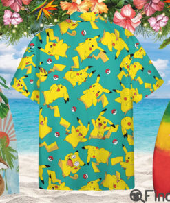 Pokemon Electric Type Pikachu Custom Hawaii Button Shirt