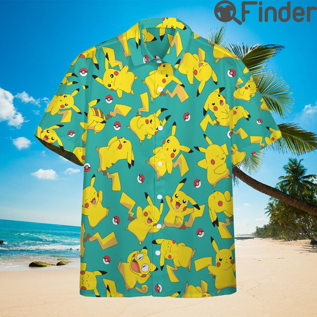 Pokemon Electric Type Pikachu Custom Hawaii Button Shirts Pokemon Electric Type Pikachu Custom Hawaii Button Shirts