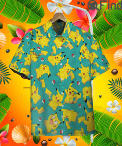Pokemon Electric Type Pikachu Custom Hawaii Button T Shirt