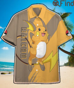 Pokemon Electric Type Raichu Custom Hawaii Button Shirts