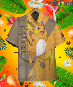 Pokemon Electric Type Raichu Custom Hawaii Button T Shirt