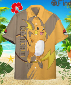 Pokemon Electric Type Raichu Custom Hawaii Button T Shirts