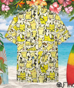 Pokemon Electric Type Shiny Pikachu Custom Hawaii Button Shirt