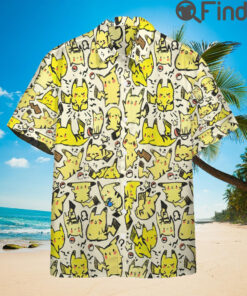 Pokemon Electric Type Shiny Pikachu Custom Hawaii Button Shirts