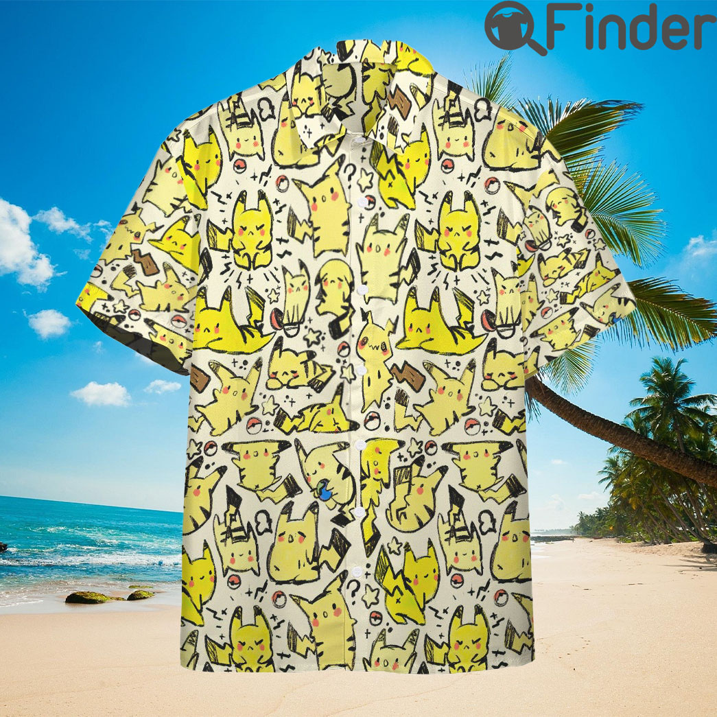 Pokemon Electric Type Shiny Pikachu Custom Hawaii Button Shirts Pokemon Electric Type Shiny Pikachu Custom Hawaii Button Shirts