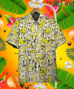 Pokemon Electric Type Shiny Pikachu Custom Hawaii Button T Shirt