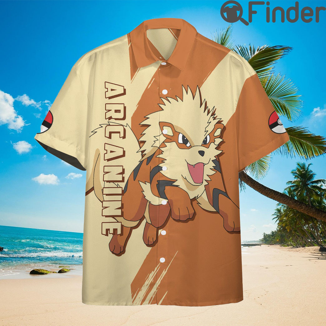 Pokemon Fire Type Arcanine Custom Hawaii Button Shirts Pokemon Fire Type Arcanine Custom Hawaii Button Shirts