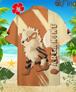 Pokemon Fire Type Arcanine Custom Hawaii Button T Shirts