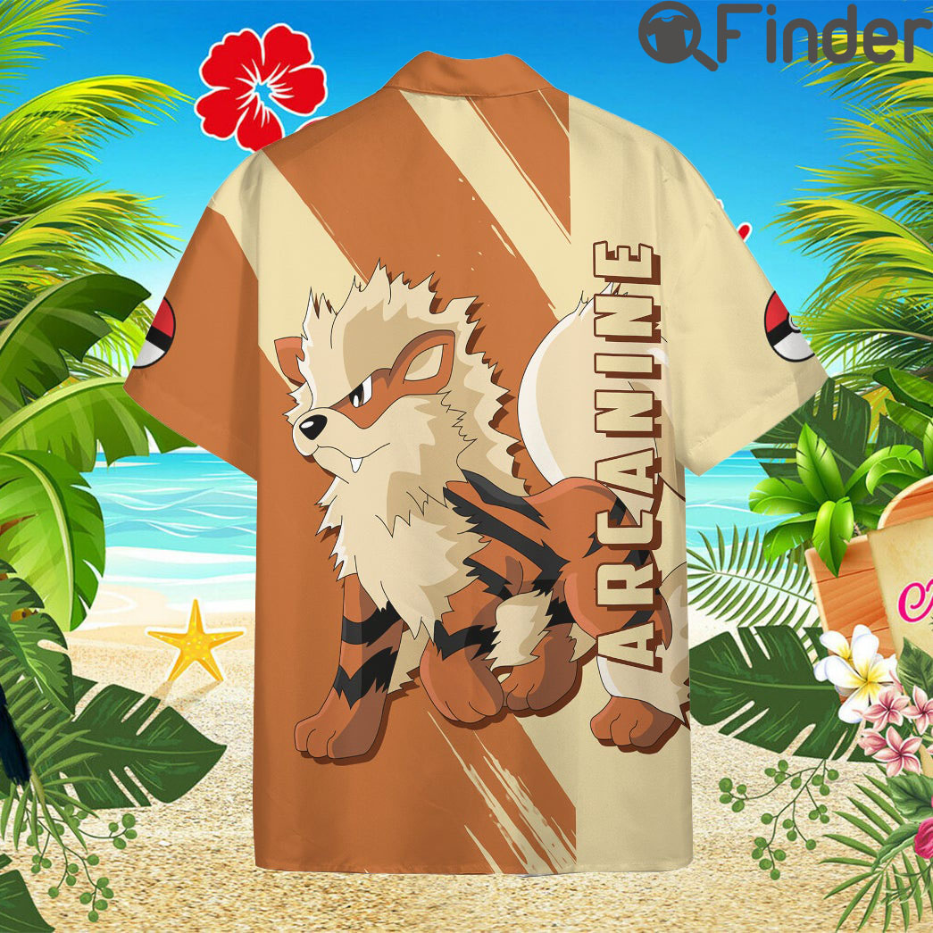 Pokemon Fire Type Arcanine Custom Hawaii Button T Shirts Pokemon Fire Type Arcanine Custom Hawaii Button T Shirts