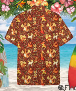 Pokemon Fire Type Custom Hawaii Button Shirt