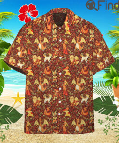 Pokemon Fire Type Custom Hawaii Button T Shirts