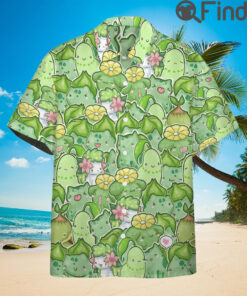 Pokemon Grass Type Custom Hawaii Button Shirts