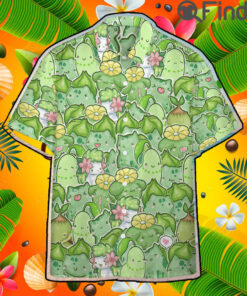 Pokemon Grass Type Custom Hawaii Button T Shirt