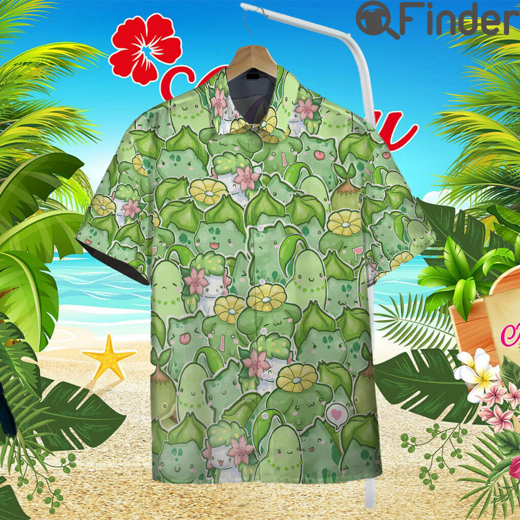 Pokemon Grass Type Custom Hawaii Button T Shirts Pokemon Grass Type Custom Hawaii Button T Shirts
