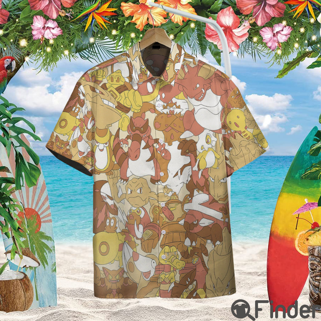 Pokemon Ground Type Custom Hawaii Button Shirt Pokemon Ground Type Custom Hawaii Button Shirt