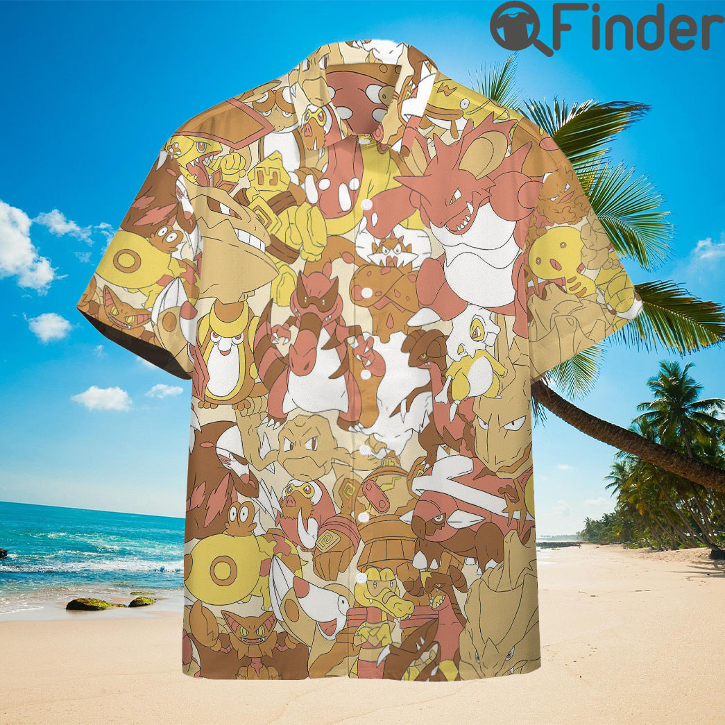 Pokemon Ground Type Custom Hawaii Button Shirts Pokemon Ground Type Custom Hawaii Button Shirts