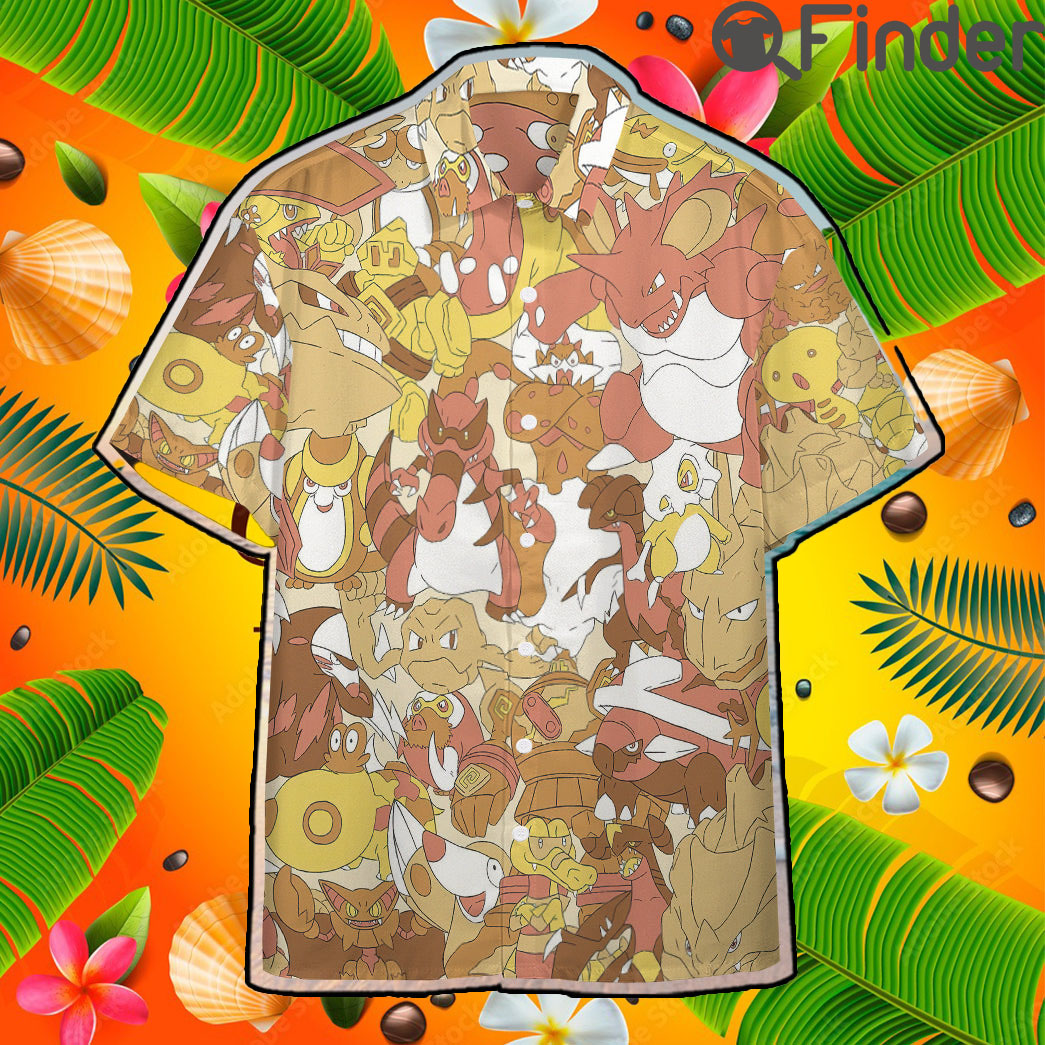 Pokemon Ground Type Custom Hawaii Button T Shirt Pokemon Ground Type Custom Hawaii Button T Shirt