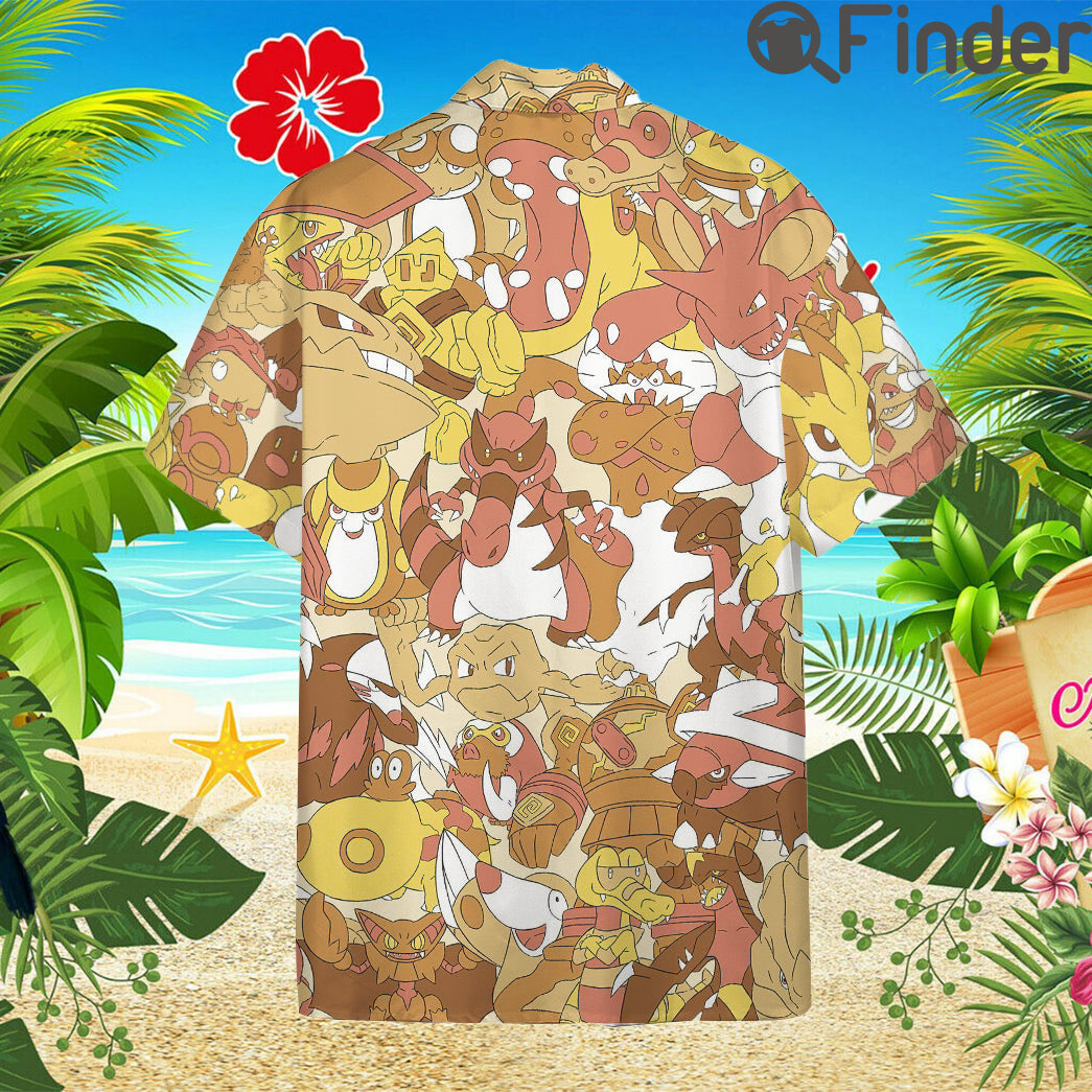 Pokemon Ground Type Custom Hawaii Button T Shirts Pokemon Ground Type Custom Hawaii Button T Shirts
