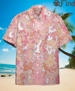 Pokemon Normal Type Custom Hawaii Button Shirts