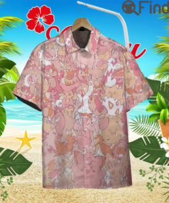 Pokemon Normal Type Custom Hawaii Button T Shirts