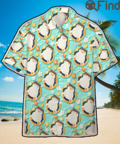 Pokemon Normal Type Cute Snorlax Custom Hawaii Button Shirts
