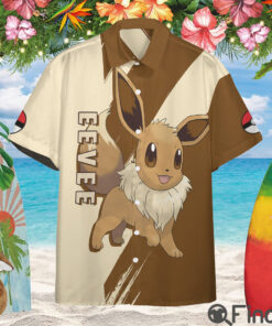 Pokemon Normal Type Eevee Custom Hawaii Button Shirt