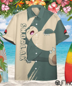 Pokemon Normal Type Snorlax Custom Hawaii Button Shirt