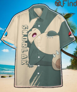 Pokemon Normal Type Snorlax Custom Hawaii Button Shirts